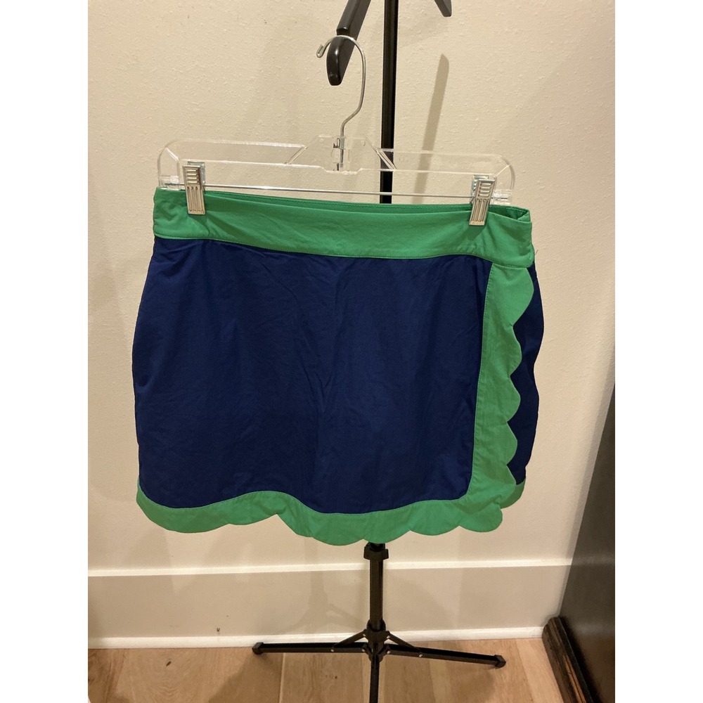 RNWK Womens Scalloped Active Skort Navy Blue Green Golf Tennis Skirt Size 8